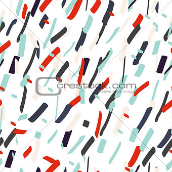 Colorful seamless brush dash pattern. Painting design.