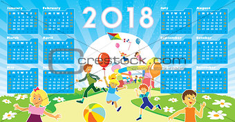 Children with Calendar 2018