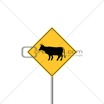 Road sign icon. Flat cow pet sign