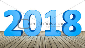 year 2018 on wooden floor