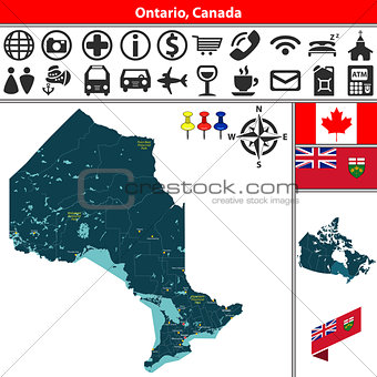 Ontario with cities, Canada