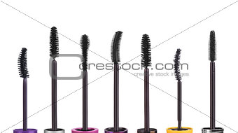 Set of mascara brushes isolated on white