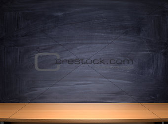 school desk and blackboard background