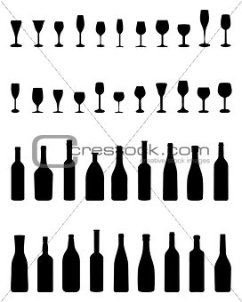 bottles and glasses