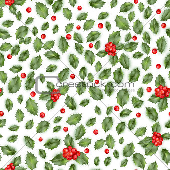 Holly berry. Seamless pattern. EPS 10 vector