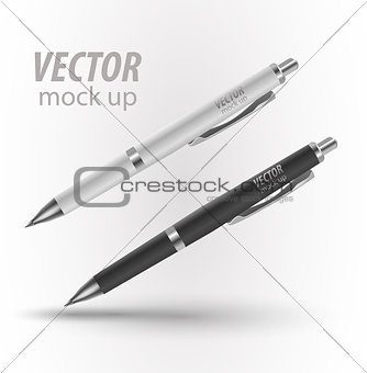 Pen, Pencil, Marker Set Of Corporate Identity And Branding Stationery Templates. Illustration Isolated On White Background. Mock Up Template Ready For Your Design. Vector