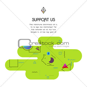 Banner Template with Donation and Support Us icon and text