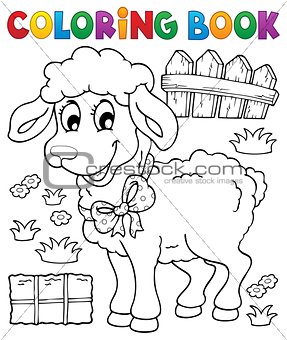 Coloring book sheep theme 3