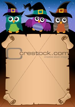Halloween parchment with owls theme 1