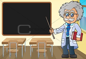 Scientist by blackboard theme image 1