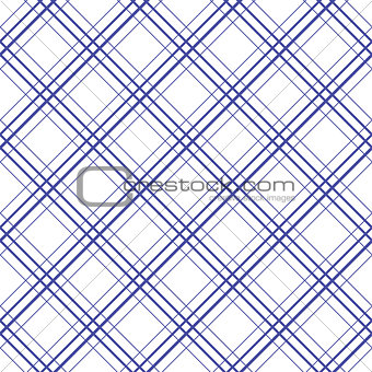 Geometric plaid diagonal line blue and white minimalistic pattern.