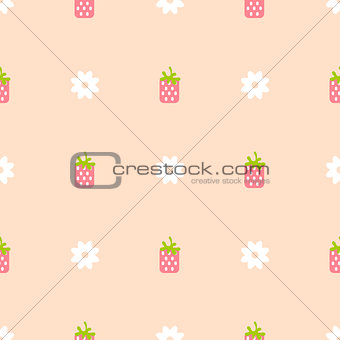 Strawberry pink and peach color seamless pattern.