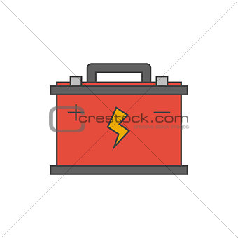 Car battery flat line icon