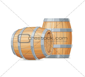 Two Wooden barrel for wine or beer