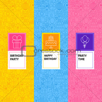 Line Birthday Patterns Set