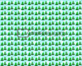 A background of fir-trees and snowflakes