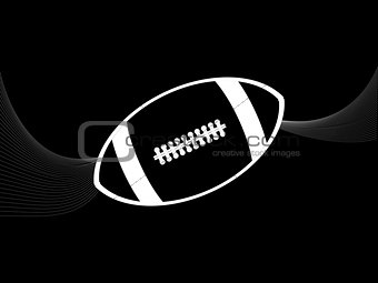Rugby American football white silhouette and waves on black