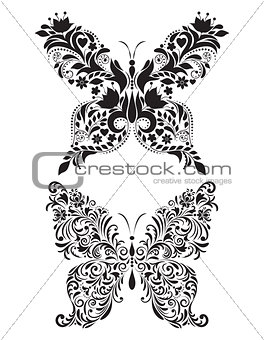 abstract floral butterflies