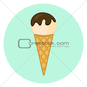 Ice cream in waffle cone icon
