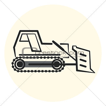 Outline earth mover icon, bulldozer icon