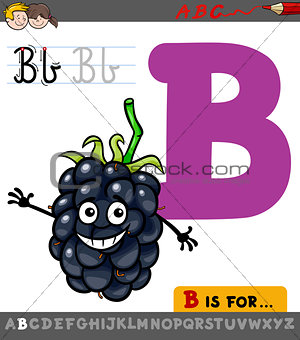 letter b with cartoon blackberry fruit