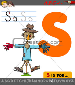 letter s with cartoon scarecrow