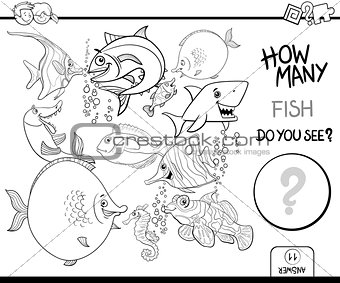 counting fish coloring book activity
