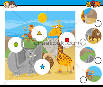 match pieces game with cartoon animals