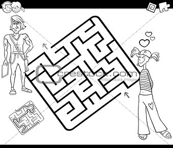 maze activity game with young couple