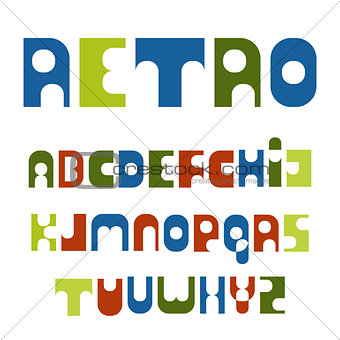 retro font colorful letters style of the 70s
