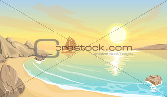 Seascape bay sunset