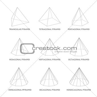 3d pyramids template. Realistic with shadow