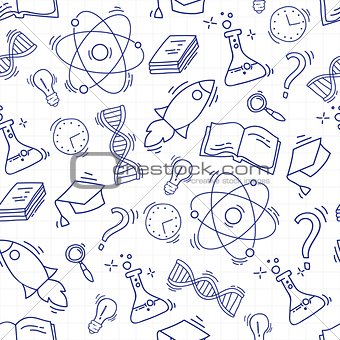 Study seamless pattern with school accessories