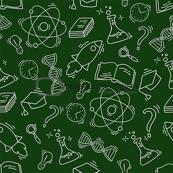 Study seamless pattern with school accessories