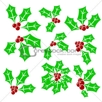 Set of Holly Berry Icons