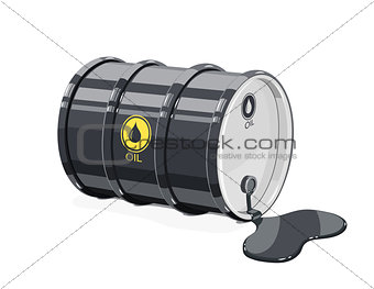 Black metal barrel for oil with spot.