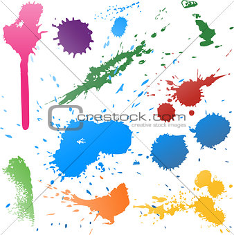 Colorful Abstract vector ink paint splats