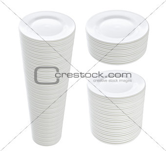 Stack of clean plates isolated on white background
