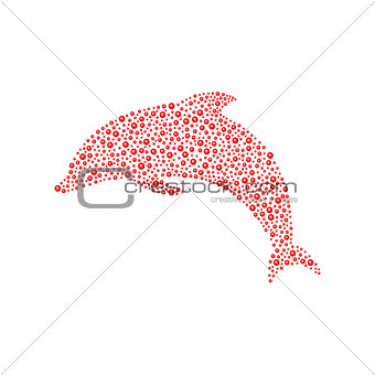 Dolphin made of red balls