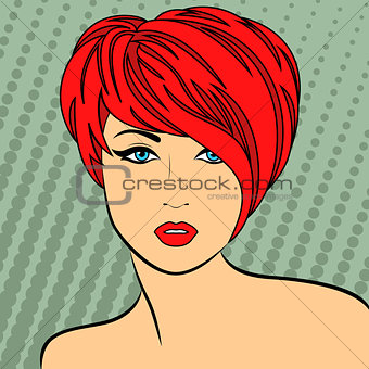 Red-haired retro style girl 