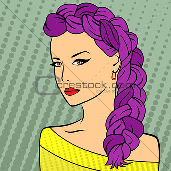 Girl with purple plait
