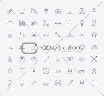 Outline stroke Camping icons.