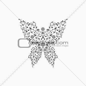 Gray ornate butterfly sign.