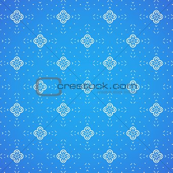 Seamless Damask Pattern Blue Background