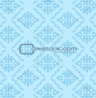Seamless Damask Pattern Blue Background