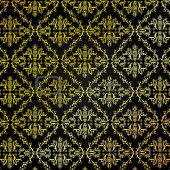 Seamless Golden Damask Pattern Background