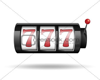 Slot machine with lucky sevens. Gamble game for casino, lucky and success jackpot illustration. Vector.