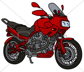 Red heavy motorcycle