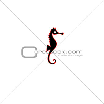 Graphics silhouette icon of sea horse