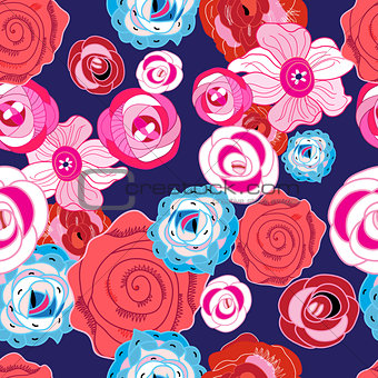 Multi-colored summer pattern different roses
